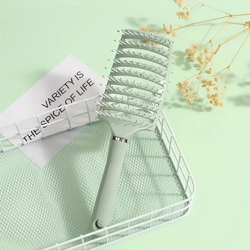 Brosse à cheveux incurvée, ergonomique. Brosse coiffante pour cheveux, masseur de cuir chevelu avec dents larges, tous types de cheveux