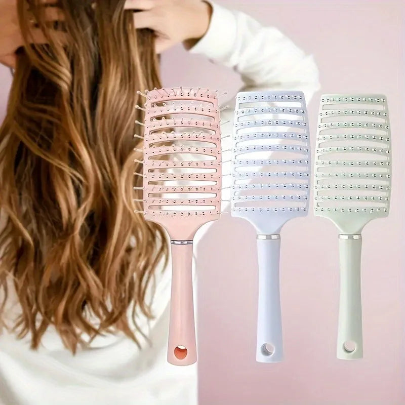Brosse à cheveux incurvée, ergonomique. Brosse coiffante pour cheveux, masseur de cuir chevelu avec dents larges, tous types de cheveux