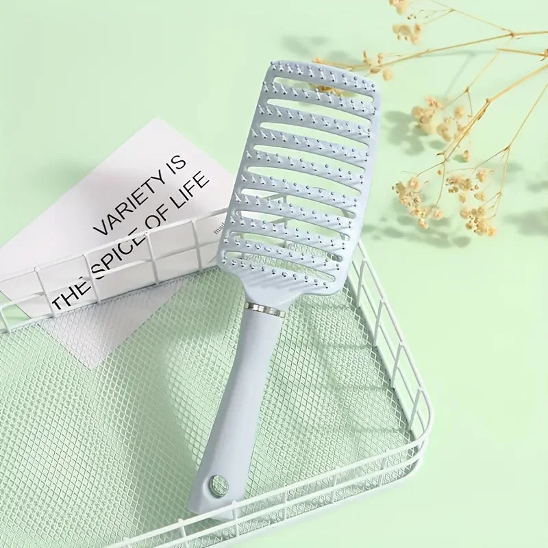Brosse à cheveux incurvée, ergonomique. Brosse coiffante pour cheveux, masseur de cuir chevelu avec dents larges, tous types de cheveux