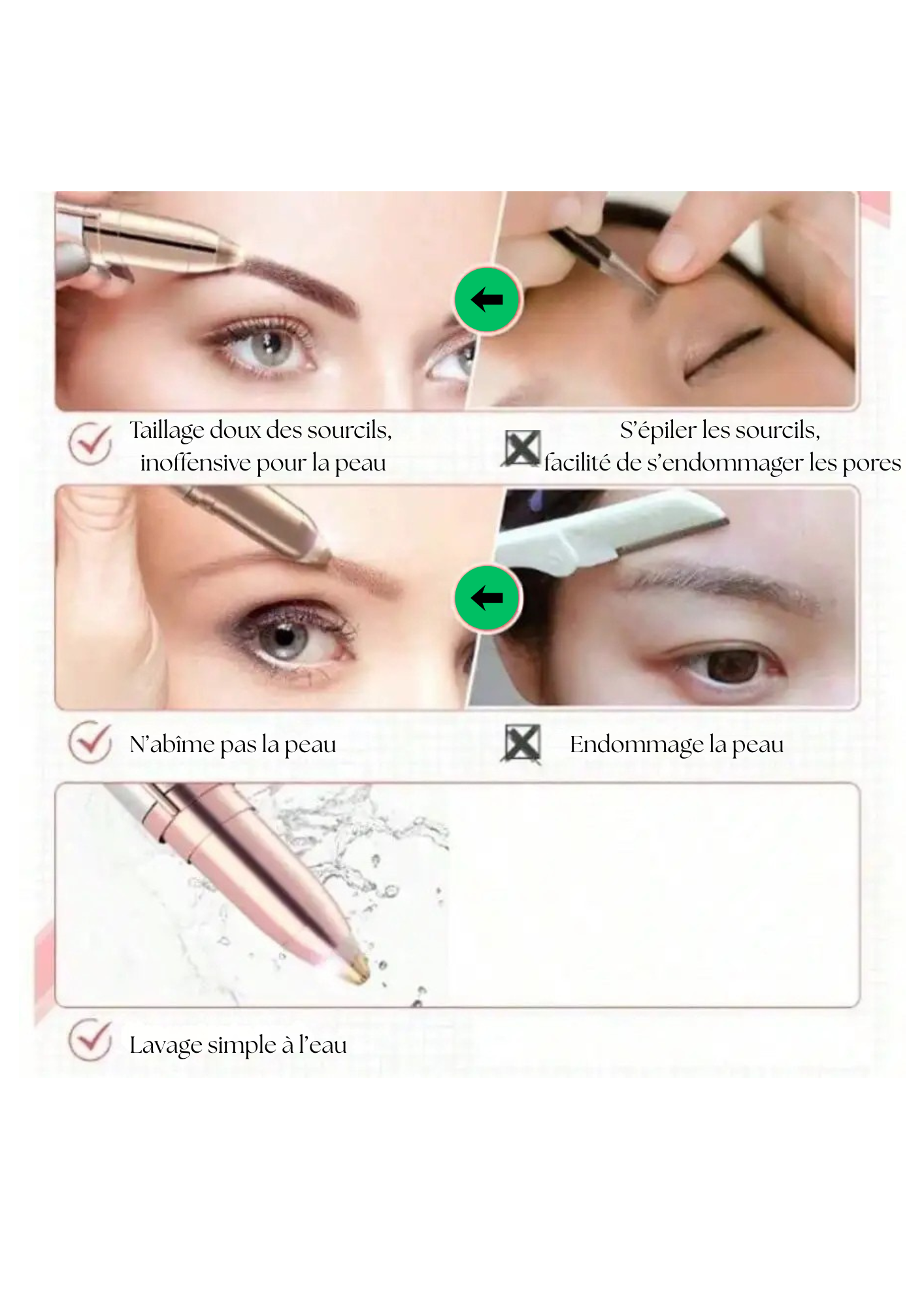 Épilateur à sourcils Rechargeable par usb, Indolore, Précision professionnelle, Portable, Électrique